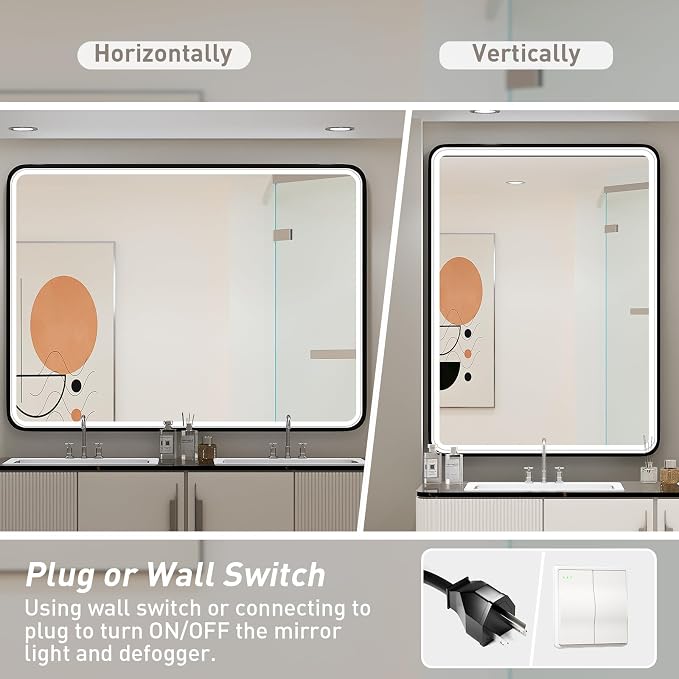 48x36 Inch LED Bathroom Mirror - Image 6