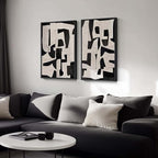 Large Framed Black and Beige Abstract Wall Art, Modern Art Prints Pictures - Image 2