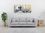 Wieco Art Great Wave of Kanagawa Katsushika Hokusai 3 Piece Modern Stretched - Image 5