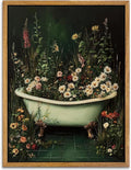 AtterrirArt Framed Plant Bathroom Wall Art, 12 * 16inch, Vintage Bathtub by AtterrirArt