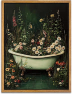 AtterrirArt Framed Plant Bathroom Wall Art, 12 * 16inch, Vintage Bathtub by AtterrirArt