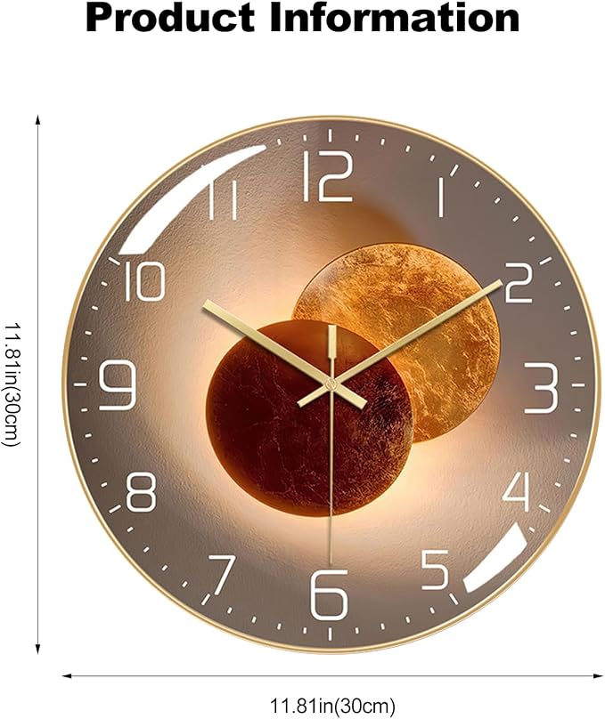 Ergocar Wall Clock, Art Deco Wall Clock, Non-Ticking Silent Modern Metal Wall - Image 7