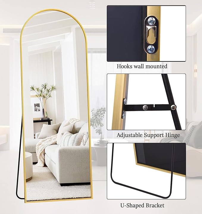 Rowjut 64"x21"Floor Mirror Arched Full Length Mirros, Mirror Floor Length - Image 3