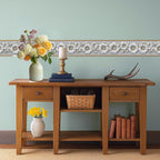 Silver Floral Wallpaper Border 196x4 Inch Peel and Stick Wall Border Metallic - Image 6