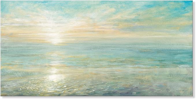 Goldfoilart Beach Sunrise Pictures Ocean Wall Art Coastal Canvas Prints Sea by Goldfoilart
