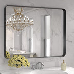 LOAAO 40X32 Inch Black Metal Framed Bathroom Mirror by LOAAO