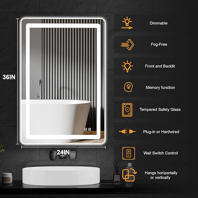 TRAHOME 36"x24" LED Bathroom Vanity Mirror - Image 8