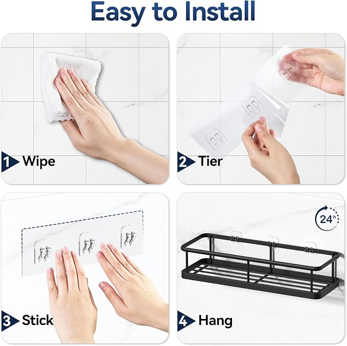 YASONIC Shower Caddy Adhesive, No Drill Bathroom Shower Organizers, - Image 8