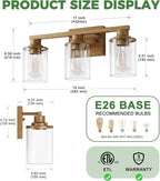 DORESshop 17 Inch Bathroom Light Fixtures, 3-Light Oak Bathroom Lighting - Image 5