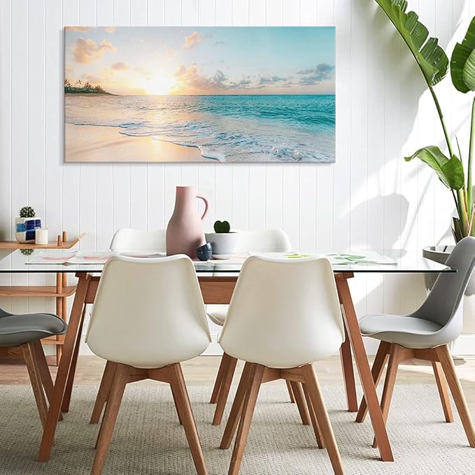 Goldfoilart Ocean Beach Sunset Canvas Wall Art - Image 3