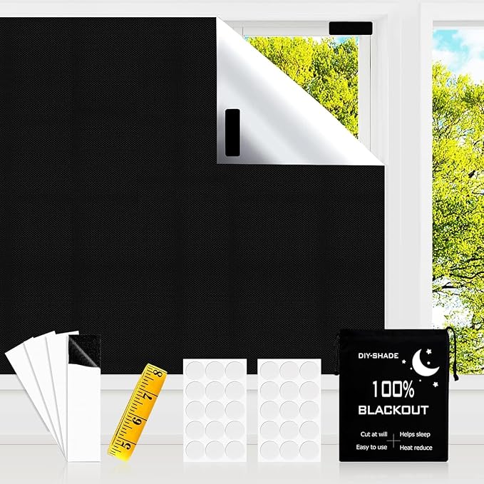 Blackout Window Cover，39 x57 inches Portable Black Out Blinds Stick On Window by CyanCloud