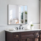 KOCUUY Silver Framed Mirror, HD Tempered Glass, Anti-Rust Brushed Silver Frame - Image 2