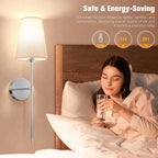 NIORSUN 25.4 inch Brushed Nickel Battery Operated Wall Sconce Set of 2 - Image 6