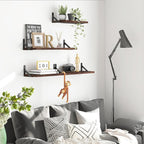 YGEOMER Floating Shelves for Wall, Different Sizes Dark Carbonized Pine Wall - Image 5