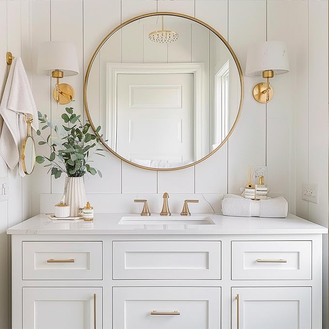 Sunniry Gold Circle Mirror, Round Mirror 22 inch, Circle Mirrors - Image 3