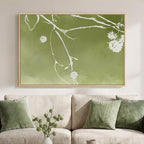 Framed Green Abstract Botanical Wall Art, Modern Minimalist Sage Green Canvas by Cuspin