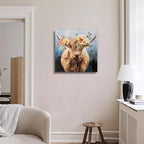 Hand-Painted Highland Cow Canvas Wall Art, Lovely Cow - Image 3
