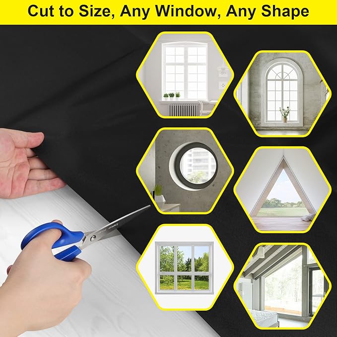 FADOTY Blackout Curtains for Bedroom, Portable 100% Black Out Window Cover Film - Image 5