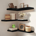 Floating Corner Shelves Set of 3, Solid Wood Picture Wall Shelf, Floating by Unknown