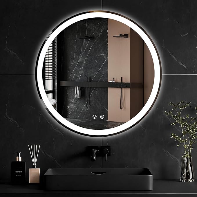 NEWBULIG 28 Inch Round LED Bathroom Wall Mirror - Image 2