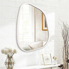 Asymmetrical Mirror Small 26"x18" Irregular Wall Mirror Modern Wood Frame - Image 2
