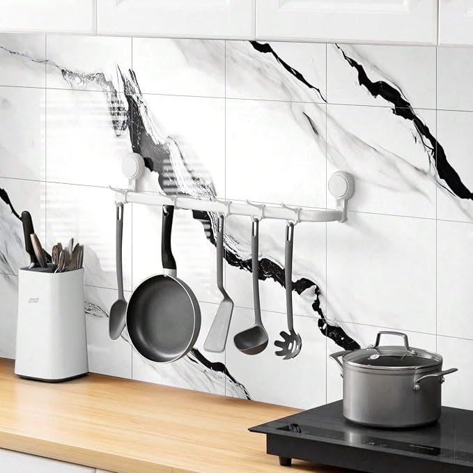 Chejiaye 10pcs Marble Peel and Stick Backsplash Waterproof Washroom Wall Panels - Image 3