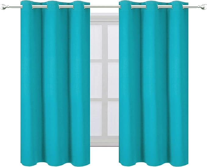 LEMOMO Teal Blackout Curtains 34 x 54 Inch Length/Set of 2 Curtain - Image 2