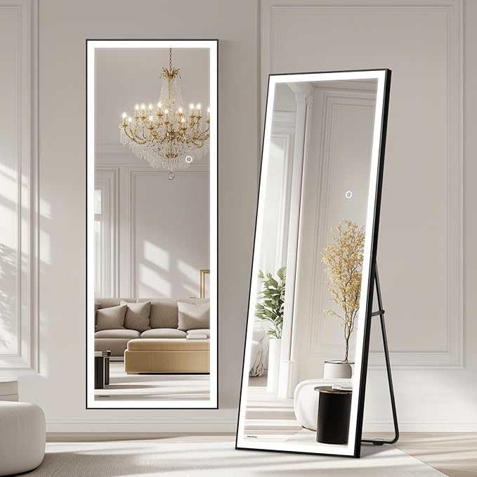 Kosmonia 67x20 Full Length Mirror, Dimmable 3 Color LED Light w/Light Memory by Kosmonia