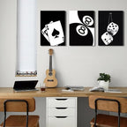 BOKPEN 3Pcs Black and White Poker Dice Canvas Wall Art Lucky You Poster Prints - Image 5