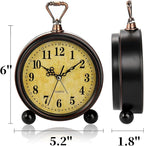 Pumtus 2 Pack Vintage Retro Analog Alarm Clocks, 5.2 Inch Silent Non Ticking - Image 2