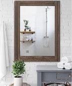 AAZZKANG Rustic Wood Mirror Rectangle Decorative Wall Hanging Mirrors - Image 4