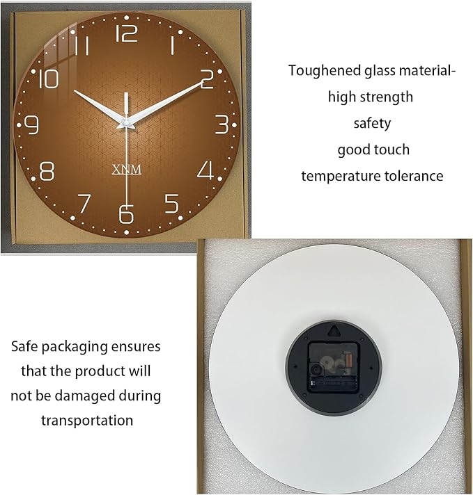 XNM Kitchen Wall Clocks Battery Operated 14 Inch Round Brown Simple Wall Clock - Image 6