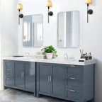 Wall Mount Mirror for Bathroom, Brushed Silver Metal Framed Rounded Corner - Image 6