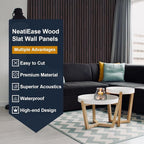 NeatiEase Wood Panels for Wall, 4-Piece 96" x 12.6" Soundproof Wood Slat Wall - Image 3