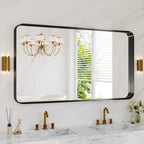 Black Metal Vanity Rounded Rectangle Bathroom Mirrors - Image 9