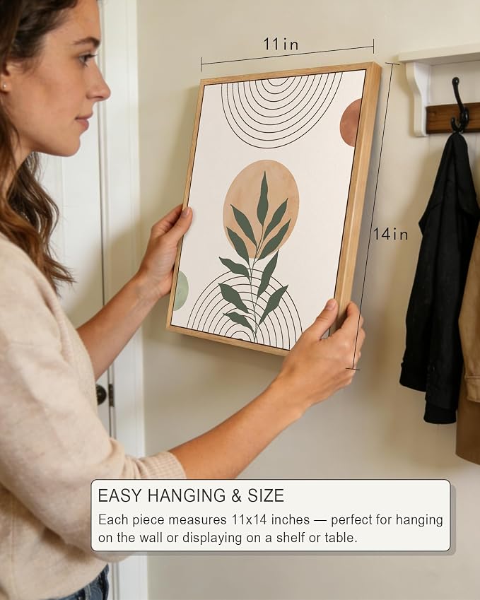 PHOPAGO Boho Wall Art Sage Plant Botanical Bohemain Framed Wall Printing - Image 4