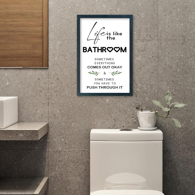 YWJKWLGS Funny Bathroom Wall Art, 11x16 Inch Black Framed Life is Like Bathroom - Image 3
