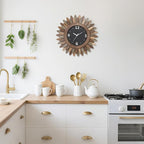 Honiway 14 Inch Wall Clock, Rustic Wood Boho Sunburst Decorative Wall Clocks - Image 4