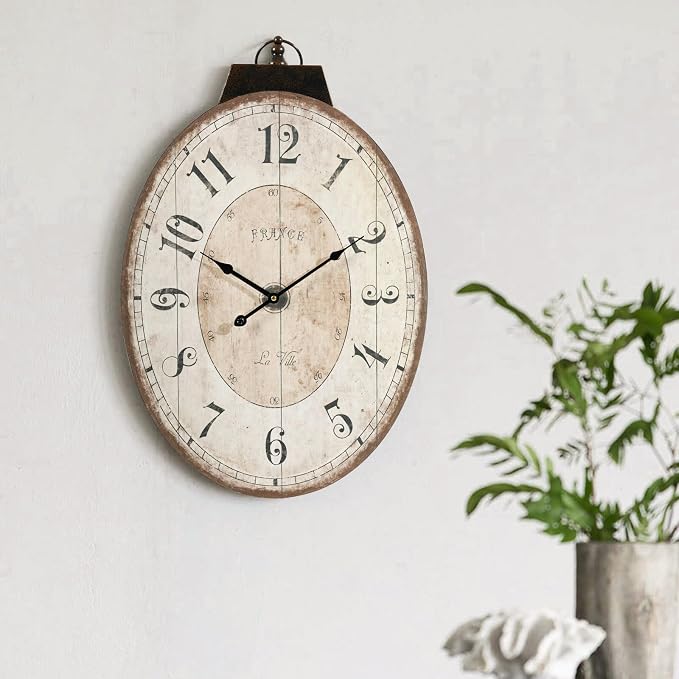 24" H x 18" W Large French Country Oval Wall Clock - Image 6