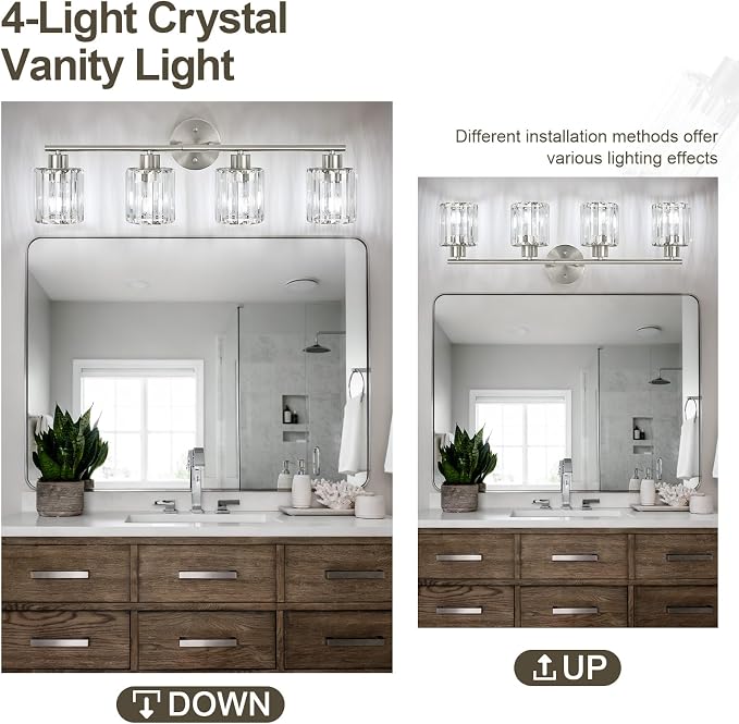 Crystal Bathroom Light Fixtures, Bathroom Lighting Fixtures Over Mirror - Image 5