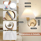 Wireless Wall Sconce Sets of 2, Pleated Shades Rechargeable Battery Operated - Image 5