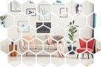 Shappy 32 Pcs Hexagon Mirror Wall Stickers Removable Silver Acrylic Mirror by Shappy