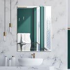 Frameless Bathroom Mirror for Wall, Rectangle Beveled Edge Mirror for Over Sink by Ruomeng