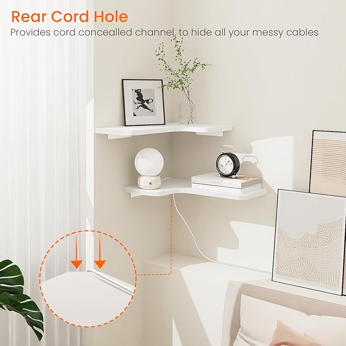 Homode Corner Floating Shelves, L-Shaped Wood Hanging Storage Shelf - Image 5