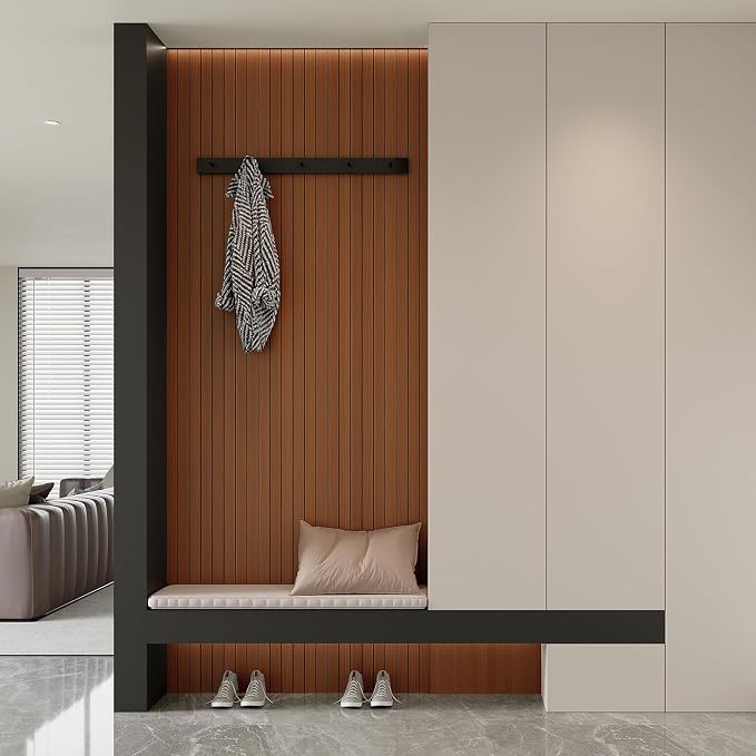 Yutianli PVC Slat Wall Panel Peel and Stick 118"x 15.7" Faux Wood Slat Panel - Image 4
