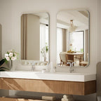 BEAUTYPEAK Silver Wall Mounted Bathroom Mirror, Aluminum Alloy Frame Bathroom - Image 5