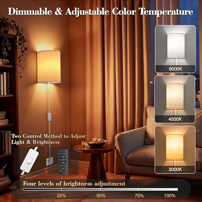 Plug in Wall Sconces Set of Two: Wall Lights - Image 3