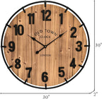 EMAX HOME Large Old Town Farmhouse Wall Clock 30 Inches Rustic Antique Wood - Image 5
