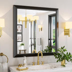 Amorho Black Bathroom Mirror, 36x36 Inch Thick Metal Framed Wall Mirrors - Image 8