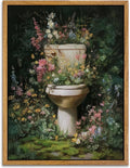 AtterrirArt Framed Funny Bathroom Wall Art, 12 * 16inch, Vintage Toilet Bowl by AtterrirArt
